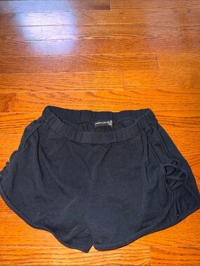 Girls Black Athletic Shorts with Side Lace Detail